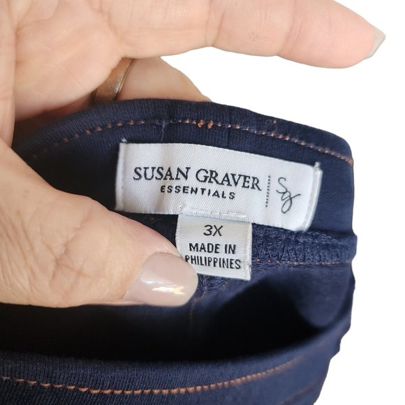Susan Gravers Essentials Womens Blue Pull On Knit Capri Jegging Pants Size 3x - Picture 6 of 7